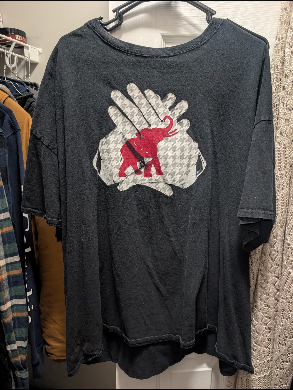 Gildan Black Short Sleeve Tee with Red Elephant Graphic